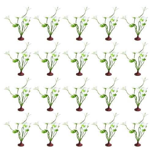GRIRIW 20pcs Simulated Aquatic Water Grass Miniature Landscape Ornament Artificial Fish Tank Plant Decoration Base for Diy Aquarium