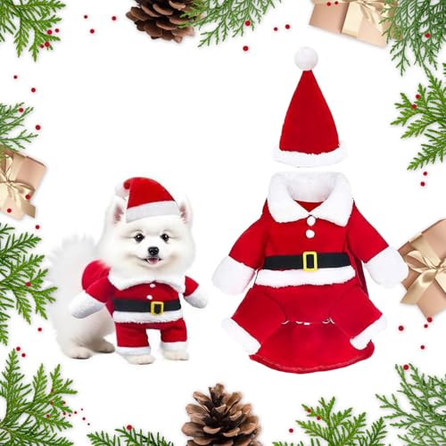Hundekostüm Weihnachten, Haustier Weihnachtskostüm mit Mütze...