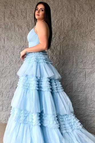 Tiered Tulle Prom Dresses for Women 2025 Glitter Ball Gown Long Formal Dress Evening Party Gowns with Slit - Image 5