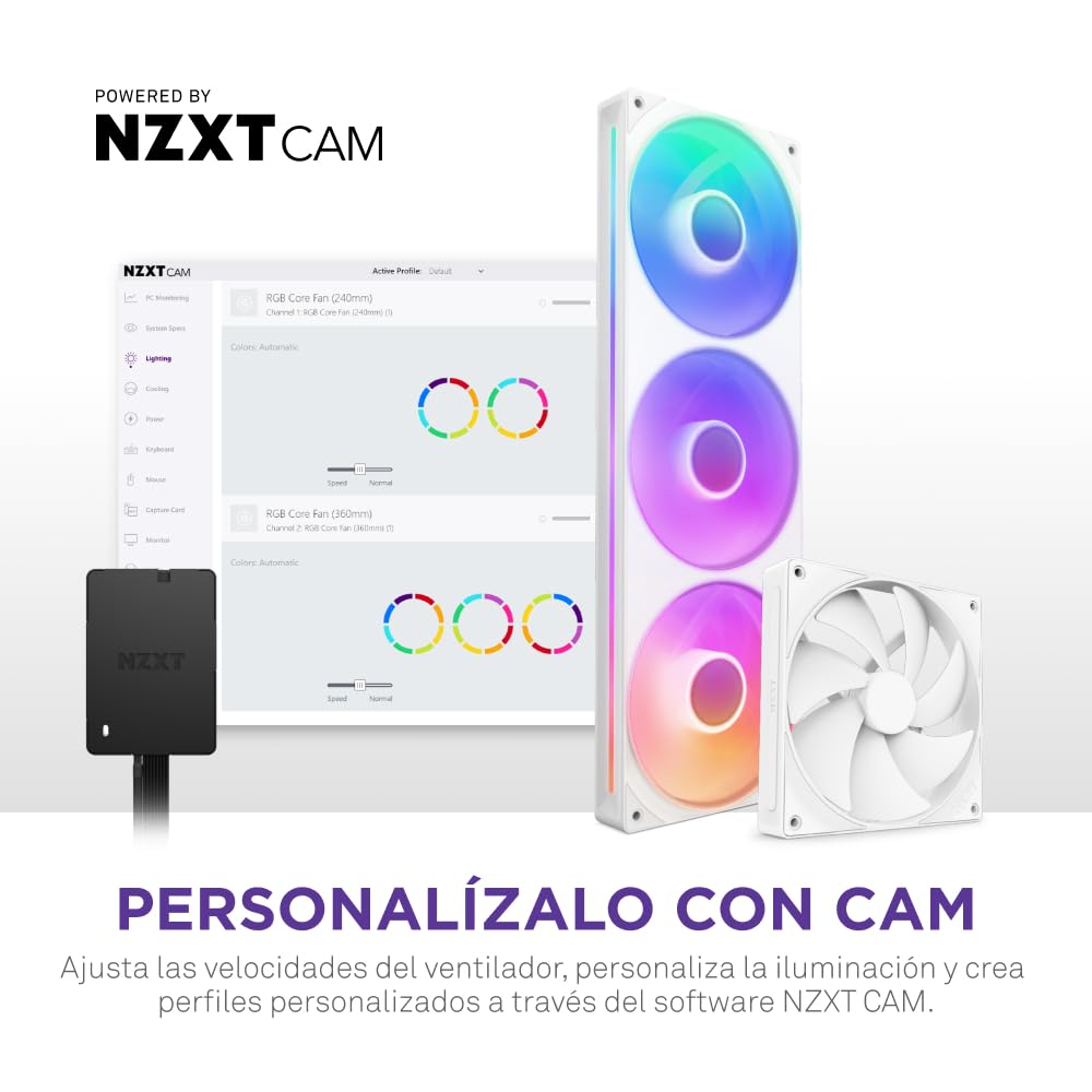 NZXT Hub de control – Controlador digital de iluminación RGB y velocidad de ventiladores PWM – Controla hasta 5 ventiladores PWM o 4 con marco simple – Controlado por el software CAM