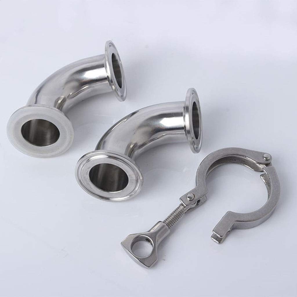ANWUYANG Raccordo Sanitario A Gomito in Acciaio Inox, 19mm 25mm 32mm 38mm 45mm 51mm 57mm 63mm Tubo Od Feerule + Tri Morsetto + Guarnizione in Silicone (Size : 57mmOD77.5mm)
