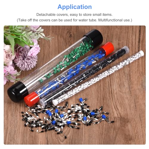 Image of PATIKIL Clear Rigid Tube Round Plastic Tubing with Black Rubber Caps Polycarbonate Water Pipe, 305mm / 12 Inch Length, 8mmx10mm /0.31 inchx0.4 inch, 1 Set
