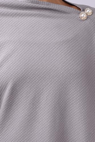 Image of Zelena Cotton Bamboo Blend Premium Nursing Cover for Breastfeeding | Breastfeeding Cover for Mothers | Feeding Shawl for Mother | Breathable Nursing Covers | Poncho for Mom (Grey)
