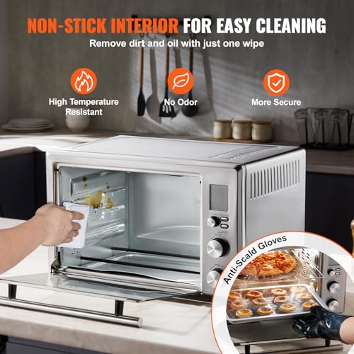 Image of VEVOR Air Fryer Toaster Oven, 28L /29.6Qt Large Capacity 13 in 1 Functional Convection Oven, 1800W 2-Tier Toaster Ovens Countertop Combo with Wire Racks, Pizza Pan, Gloves, Home and Commercial Use