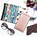 FINTIE Soft Eyeglasses Case with Cleaning Cloth, Portable Squeeze Top Vegan Leather Glasses Pouch, Sunglasses Eyewear Bag, Raining Hearts