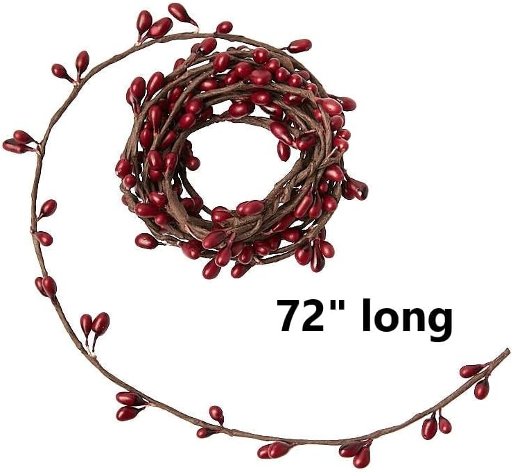 Vista 2 de Guirnalda artificial de una sola enredadera de arándano rojo con bayas rústicas, decoración de casa de campo para arreglos de mesa, chimenea