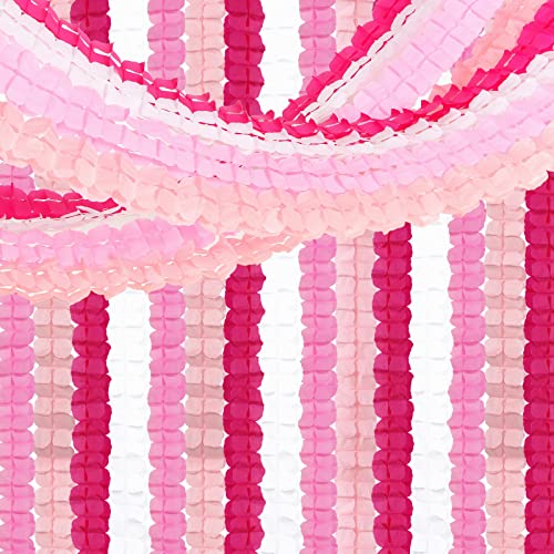 Image of Rose-Red Pink-White Party-Decorations Streamers Garland - 157Ft Four-Leaf Clover Hanging Banner,Wedding Girl Birthday Baby Bridal Shower Engagement Bachelorette Decor Hugtmr