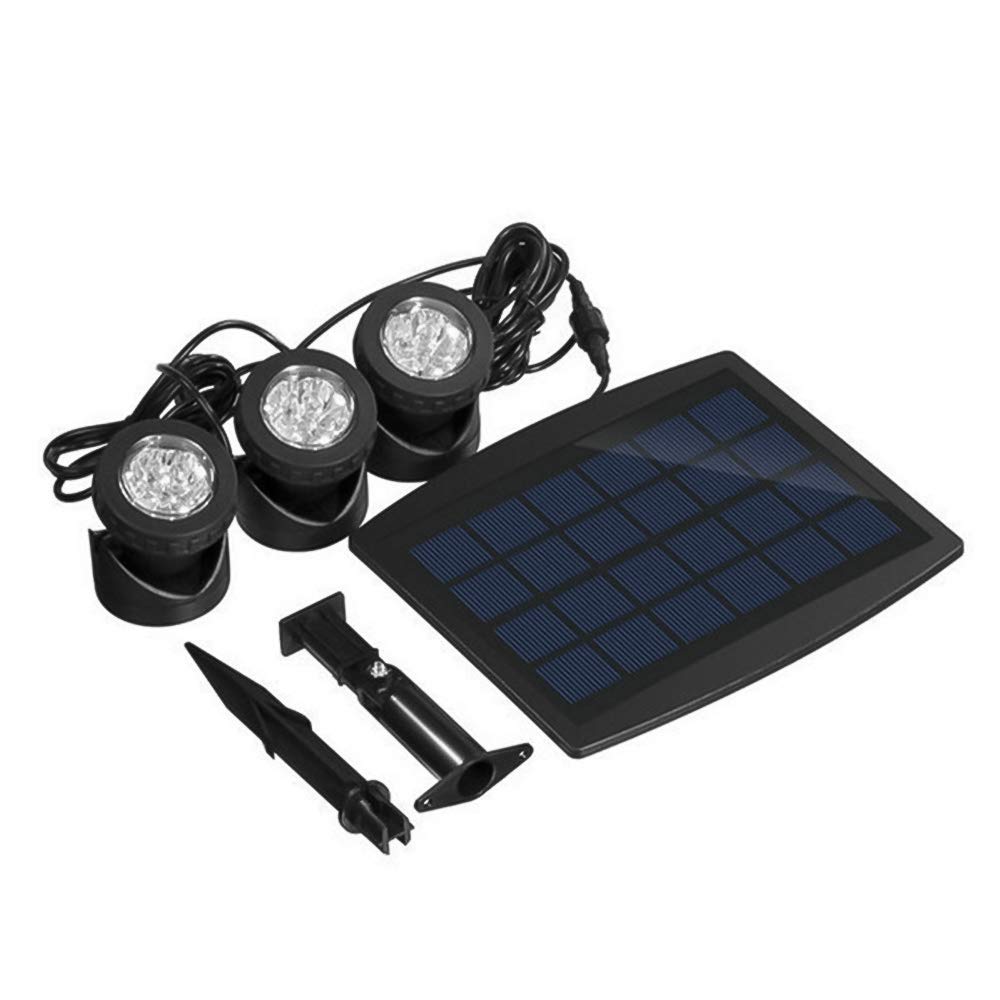 Projecteur LED Extérieur Lampe Solaire Étanche pour Bassin 18 LED de Sécurité Sous l'Eau Lampe de Nuit Submersible pour Jardin, Piscine, Allée, Fontaine (Blanc Chaud)