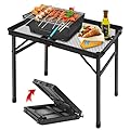 Grovind Folding Grill Table Camping Table with Mesh Desktop, Lightweight & Portable Outdoor Picnic Table, Height Adjustable Portable Grill Table for Outside Inside Use