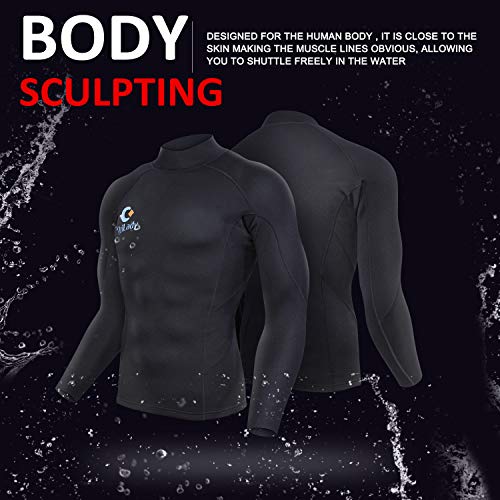 image for CtriLady Wetsuit Top, Men 1.5mm Long Sleeves Neoprene Workout Tank Top