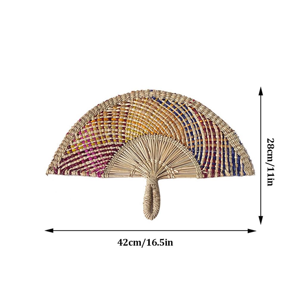 Natural Bamboo Fans,Natural Bamboo Raffia Hand Fans,Handwoven Fan Decoration Wall Hanging Fan Ornament Artisans Functional Eye Catching Straw Fan Homes Stylish