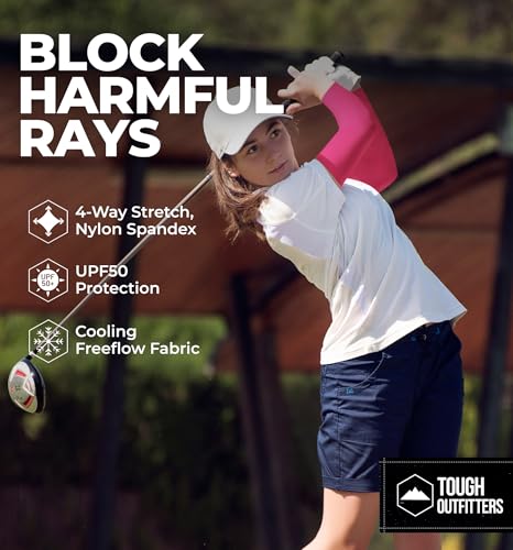 Image of Tough Outdoors Sun Protection Sleeves - UV Arm Sleeves for Men and Women - Golf Cooling Arm Sleeves - Baseball Sun Sleeves
