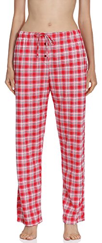 Cornette Pantaloni del Pigiama Donna CR-690(Rosso/Ecru(583005), S)