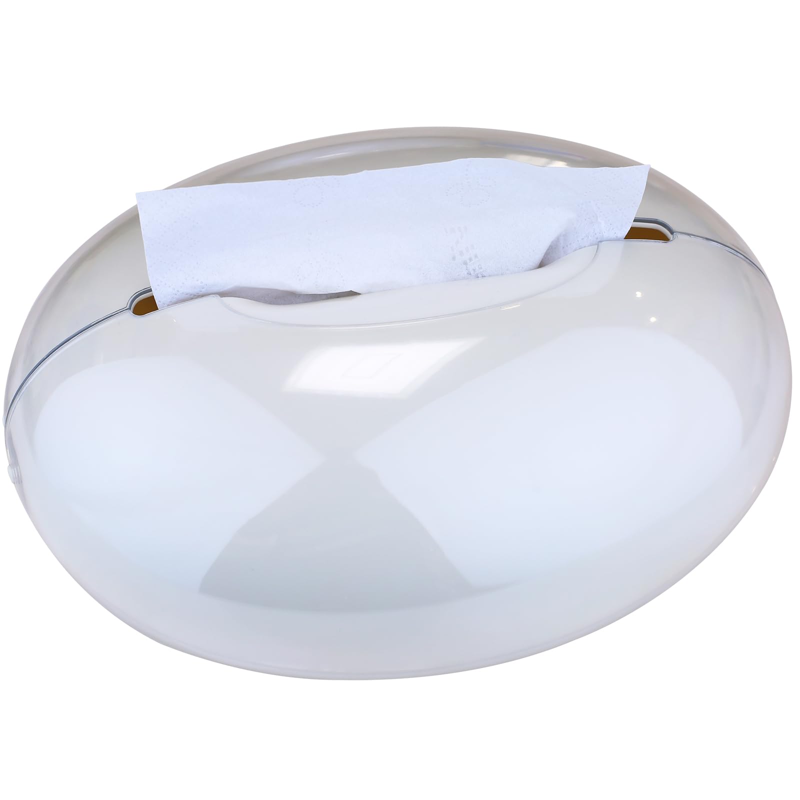 Oval Household Tissue Box, Stylish Tissue Dispenser, Magnetic Opening and Closing Tissue Box, 8.9 x 6.6 x 4.3 Inches, Suitable for Kitchen, Bedroom, Bathroom, Study Room (white, double layer)