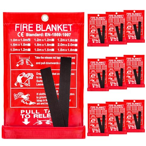 Image of 10 Pack Fire Blanket Emergency for Home Kitchen, 39 x 39 Large Emergency Fire Suppression Blankets Fiberglass Flame Retardant Protection for Home Kitchen Car Office Warehouse Camping Safety