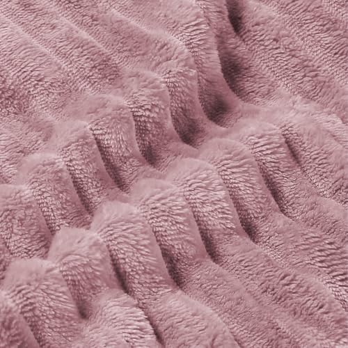 Image of BEDELITE Fleece Throw Blanket for Couch - 3D Ribbed Jacquard Soft and Warm Decorative Fuzzy Blanket - Cozy, Fluffy, Plush Lightweight Berry Purple Throw Blankets for Bed, Sofa, 50x60 inches