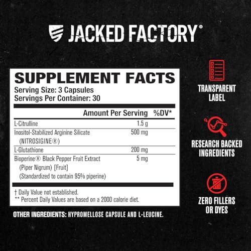 Jacked Factory 'NOXT-01 N.O. Xt Nitric Oxide Supplement With Nitrosigine L Arginine & L Citrulline For Muscle Growth, Pumps, Vascularity, & Energy - Extra Strength Pre Workout Muscle Builder thumb #5