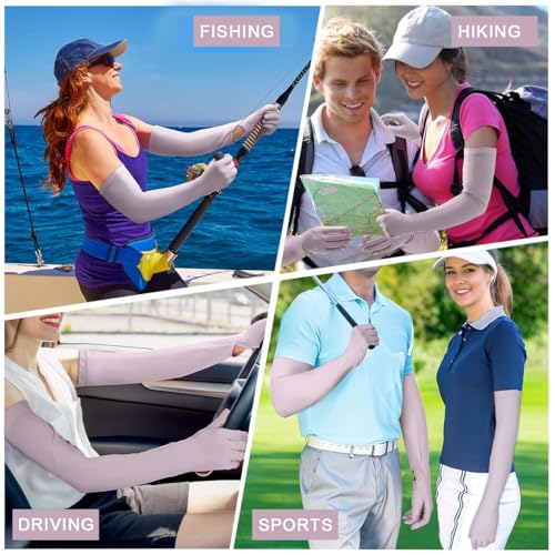 Image of PALAY Hand Gloves for Sun Protection with Arm Sleeves for Women Men, Nylon Ice Silk Sun Protection Gloves Women Cooling UV Hand Cover Arm Sleeves for Bike Riding - Anti-slip