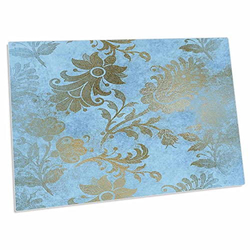 3dRose desk pad con diseño floral azul y dorado miniatura 1