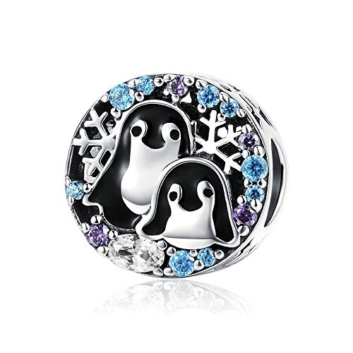 Penguin Family Winter Collection 925 - Charm a forma di pinguino, in argento Sterling 925, adatto per braccialetti e collane