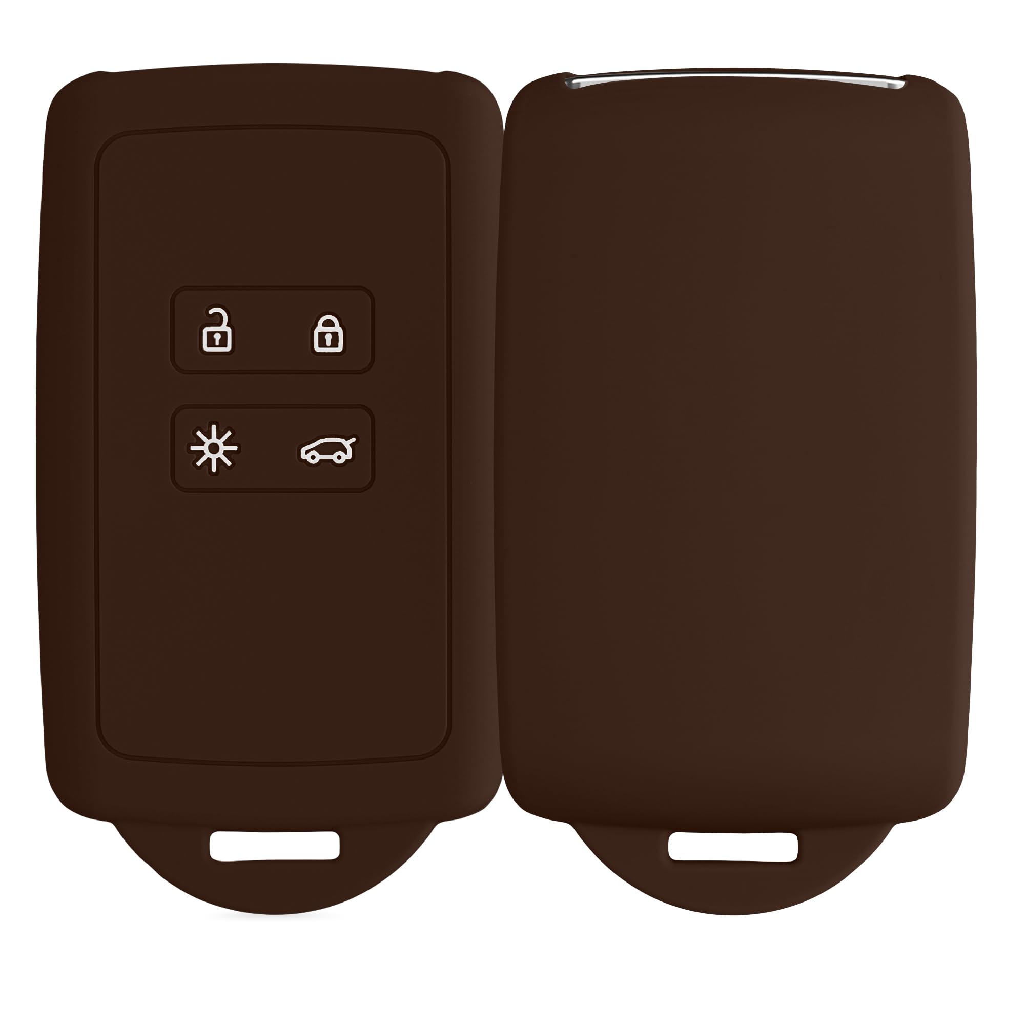 kwmobile Car Key Cover Compatible with Renault 4 Button Car Key Smart Key (only Keyless Go) - Silicone Protective Key Fob Cover with Built-in Eyelet - Pottery Green — view 30