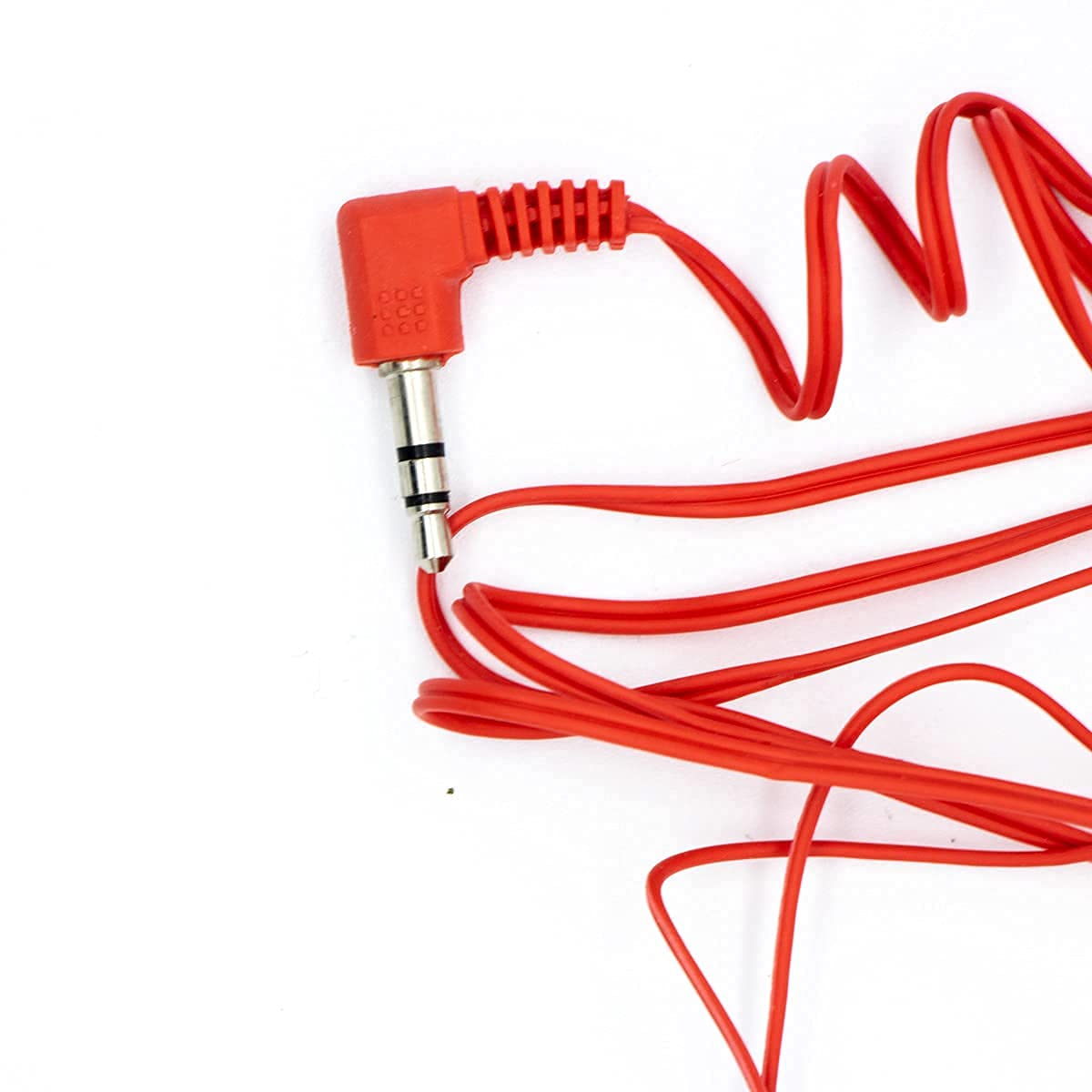 M&E - Confezione da 100 auricolari usa e getta, connessione jack 3,5 mm, presentazione in sacchetti singoli EcoFriendly per la massima igiene, colore rosso