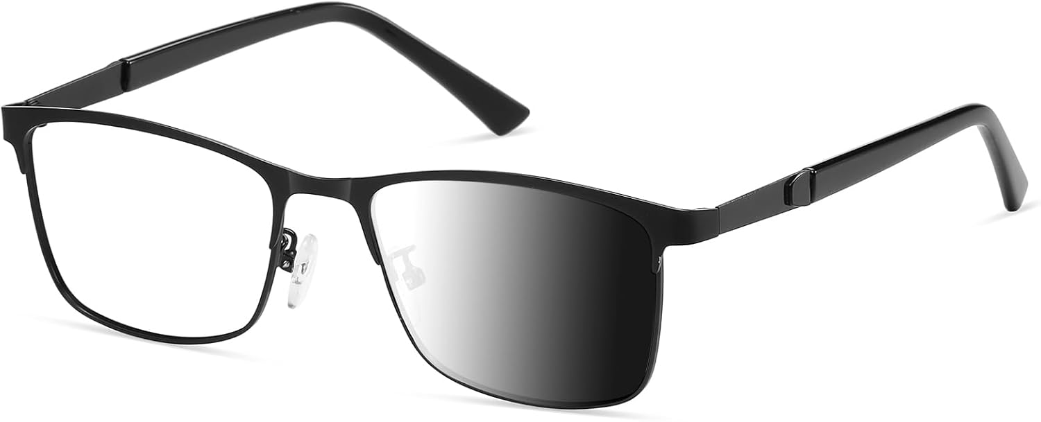Blue Light Blocking and Night Vision Driving Glasses Men Metal Photochromic Lenses Computer Gaming Eyeglasses PT2012
