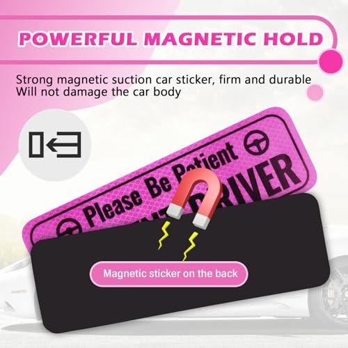 Image of 2PCS Student Driver Magnet for Car,Bright and High Reflective Student Driver Sticker Magnet for Car,Universal New Driver Sticker Reminds Others to Please Be Patient 9.49 inchx3 inch