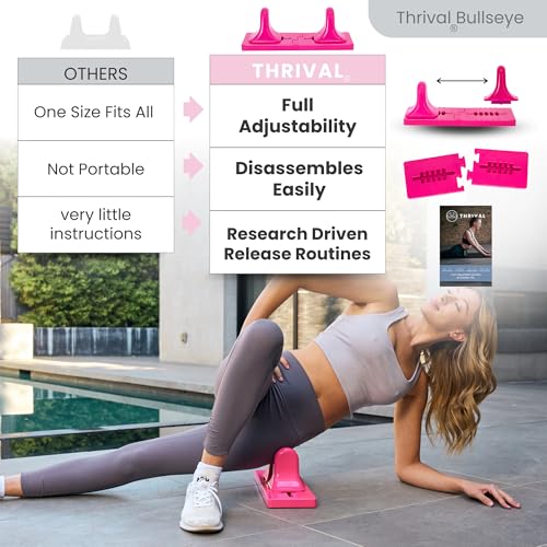 Image of Thrival Bullseye - Psoas Muscle Release Tool with Thrival App for Hip Flexor, Back, Hamstring, Glute, Iliacus, and Neck Pain - Deep Tissue, Trigger Point, and Myofascial Release - Pink