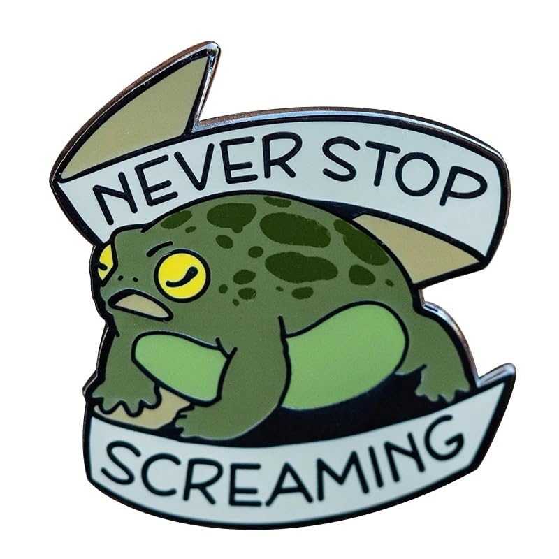 Never Stop Screaming Funny Frog Cartoon Toad Enamel Pins Rain Frog Brooch Lapel Badge for Backpacks Clothing Jackets Hats Fashion Jewelry