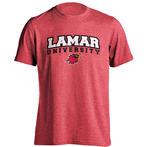 Sport Your Gear Lamar University Cardinals Classic Arch Mascot Logo T-Shirt (Red Heather, Large)