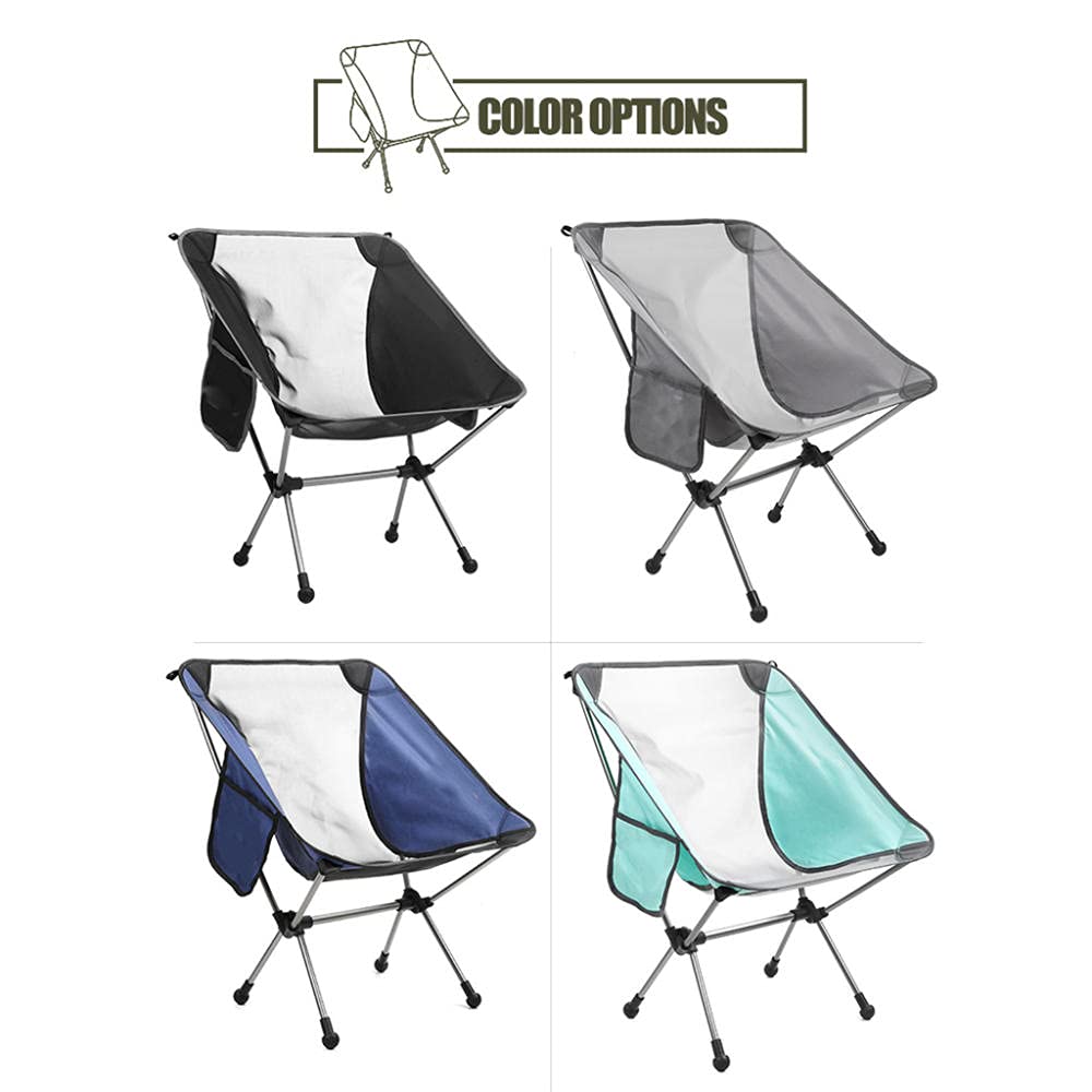 Lichte draagbare campingstoel van aluminium voor volwassenen, strandstoel, wandelstoel met draagtas, compact voor outdoor, strand, reizen, vissen, picknick, festival, wandelen op de camping