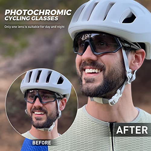 Image of KAPVOE Photochromic Cycling Glasses Men Women Mountain Bike Sunglasses Clear MTB Bicycle Riding - Pack of 1