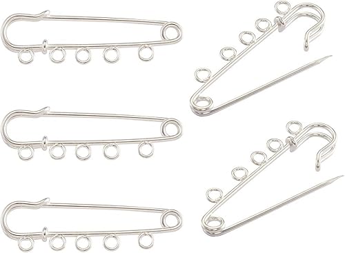 Kissitty 20 piezas de 5 agujeros de alta resistencia de hierro grande pines de seguridad 1.97 pulgadas plata metal Spring Lock Pin cierres para