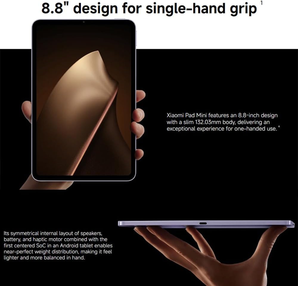 XIAOMI Pad Mini Tablet 12 GB + 512 GB 8,8" Design do pojedynczego uchwytu 3K, kryształowy wyświetlacz ultra gładki do 165 Hz, wyświetlacz MediaTek Dimensity 9400 + masywny 7500 mAh, bateria 67 W