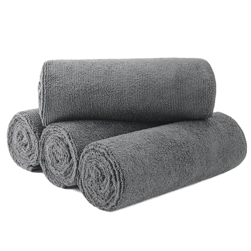 MICROFI New Microfiber Hair Drying Salon Towels, Quick Dry, Lint Free, 4 Pack 340 GSM (Gray)