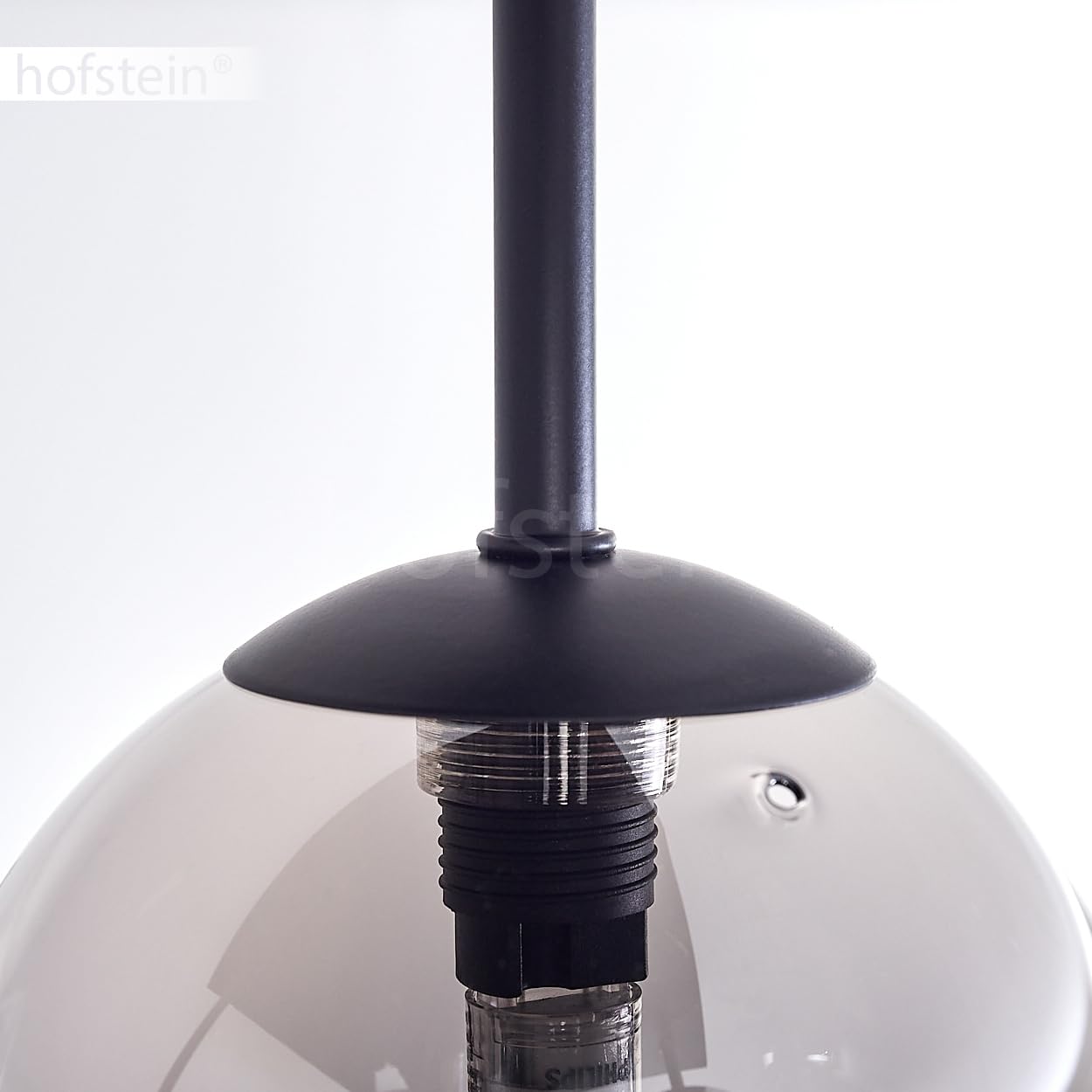 HOFSTEIN Plafonnier Chehalis, lampe de plafond en métal/verre noir/fumée, luminaire au design rétro/vintage avec abat-jour en verre (Ø 12 cm), 5 x G9 LED, sans ampoules