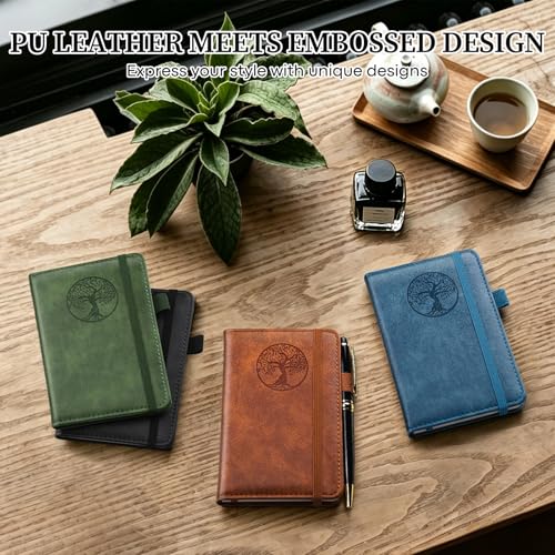 Image of A6 Pocket Notebook Lined Journal: 3 Pack Small Notebook College Ruled, Hardcover Mini Notebook, Leather Notepad, Pocket Journals for Writing Work Travel, No Bleed Paper, 384 Pages, 3.7 inchx 5.7 inch