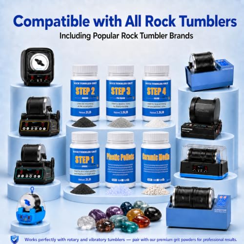 Image of KomeStone 10LB Rock Tumbler Grit Kit, 4-Step Grit Polish Refill