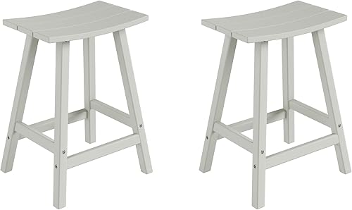 Miniatura 34 de Costaelm Juego de 2 taburetes de bar para todo tipo de clima, 29 pulgadas de altura, taburetes de bar Adirondack de polietileno para patio, terraza,