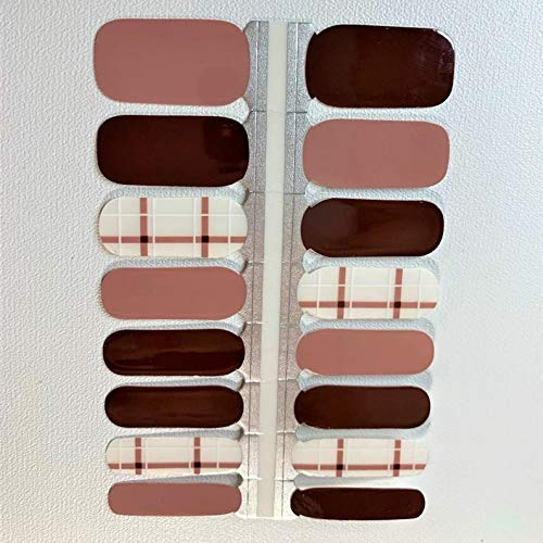 Burgundy Wine Rose White Plaid Nail Polish Wraps - Nail Polish Strips