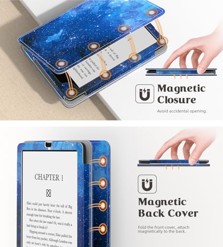 Image of MoKo Case for 7 inch /6.8 inch Kindle Paperwhite(12th /11th Gen-2024 /2021) and Kindle Paperwhite Signature Edition,Slim PU Shell Cover Case with Auto-Wake /Sleep for Kindle Paperwhite 2024, Blue Starry Sky