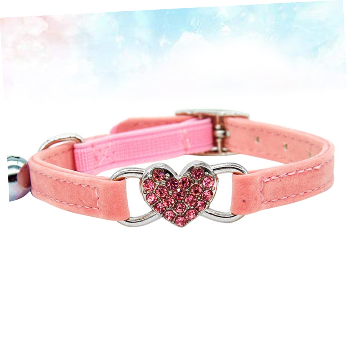 DOITOOL 2pièces Collier Ajustable Forme De Cœur pour Chat avec Décor Rhinestones Et Cloche Accessoire Félin Rose