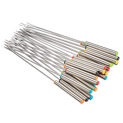 WOVELOT Stainless Steel Fondue Forks with Heat Resistant Handle for Cheese Chocolate Fondue Roast Marshmallows Meat, 9.5 (24 Pack)