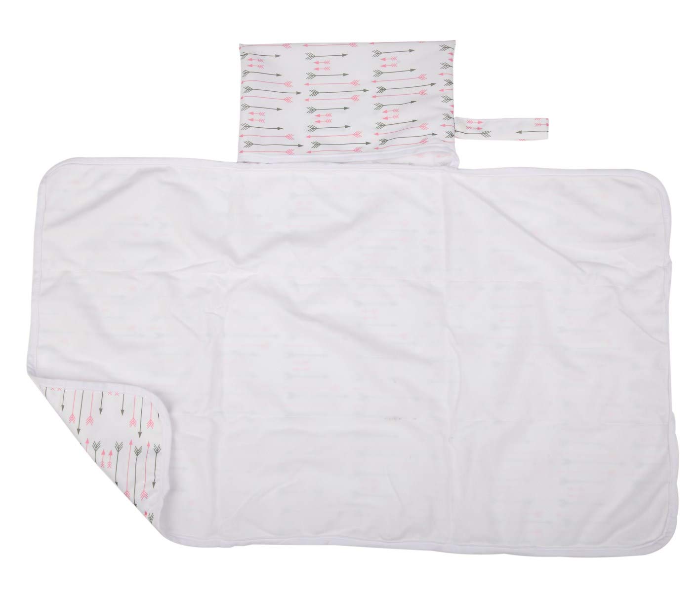 Sigzagor Baby Diaper Changing Mat Pad Portable Foldable Washable Compact Travel Nappy Waterproof Play Mat 30inx18.5in (Pink Arrows)-image-1