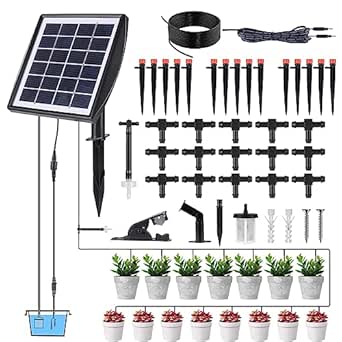 Solar Bewässerungssystem - Automatische Tröpfchenbewässerung Mit 15m Schlauch Für Garten & Balkon