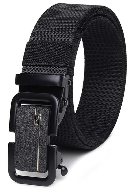 Image of Men AdjustableSynthetic Belt with Automatic Buckle Durable Casual Formal Daily Use Design black