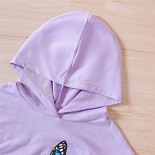 Girls Tracksuit Butterfly Print Crop Hooded Sweatshirts Jogger Sweatpants Clothing Sets Fall Winter Cotton Comfy Sweatsuit3