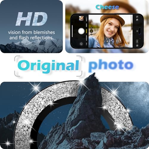 imluckies for iPhone 15 Pro, iPhone 15 Pro Max Camera Lens Protector Bling, HD Clear Aluminum Alloy Individual Ring - Image 2