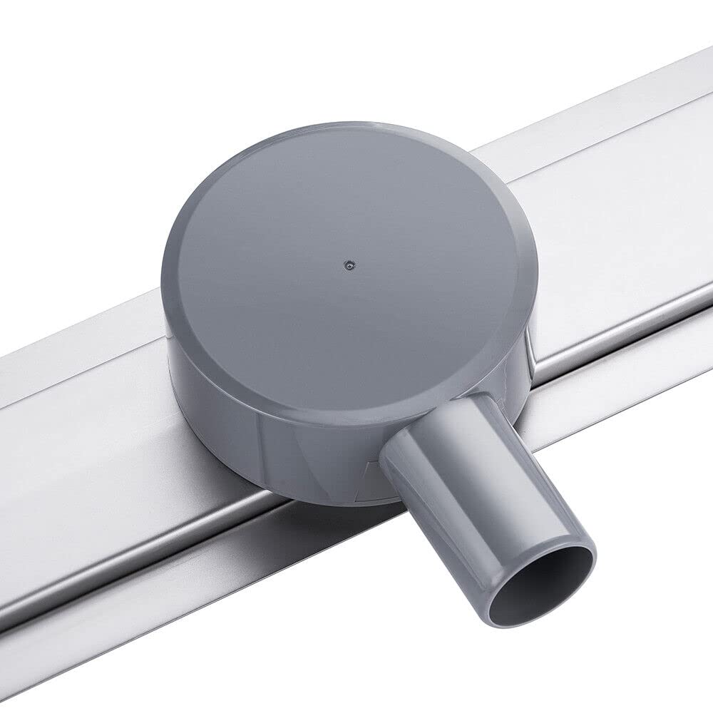Canalina per doccia, 80 cm, piastrellabile, in acciaio inox a 360 gradi, set completo di scarico per doccia, sifone extra piatto, con antiodore e filtro per capelli, scarico doccia
